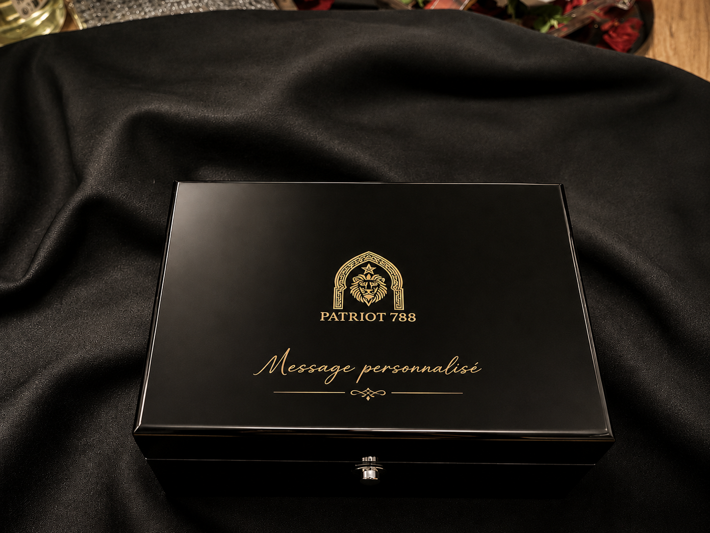 Personalized message on Patriot 788 box with custom text displayed on a sleek, modern packaging design.